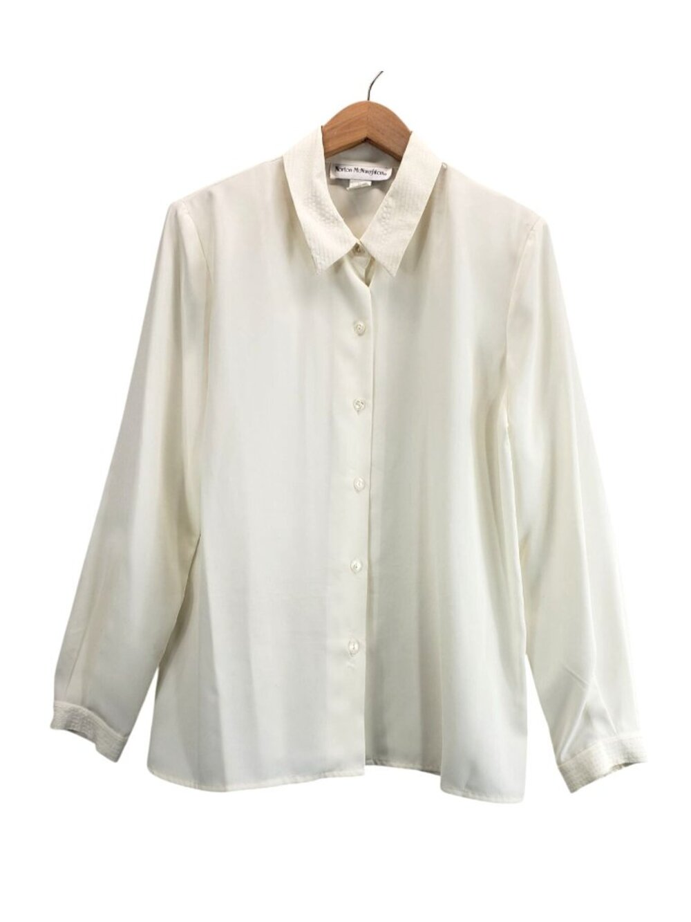 Dressy Blouse Ivory 10 Norton McNaughton Vtg80s Point Collar Button Front Career